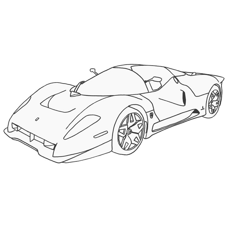 Coloriage Ferrari 458 rouge en pleine course - Voiture à imprimer