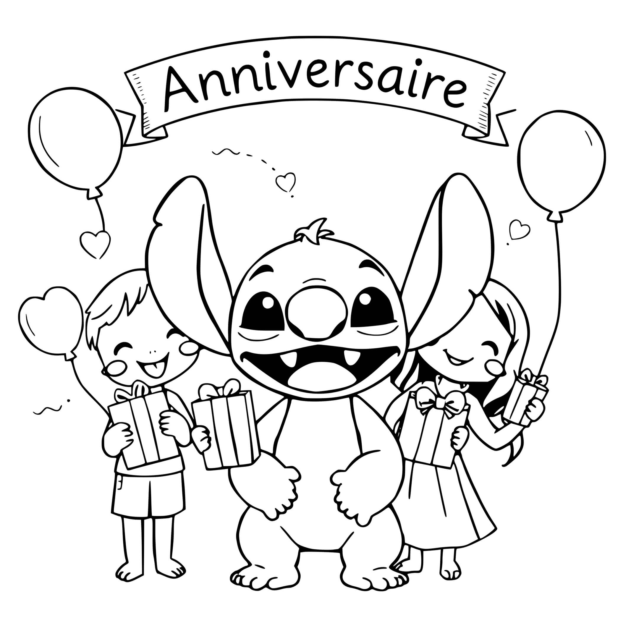 Coloriage Stitch anniversaire