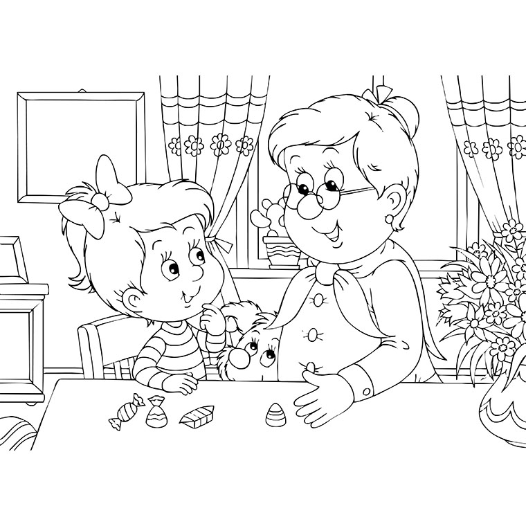 Coloriage Fête Des Grands Mères - Fête des mères à imprimer