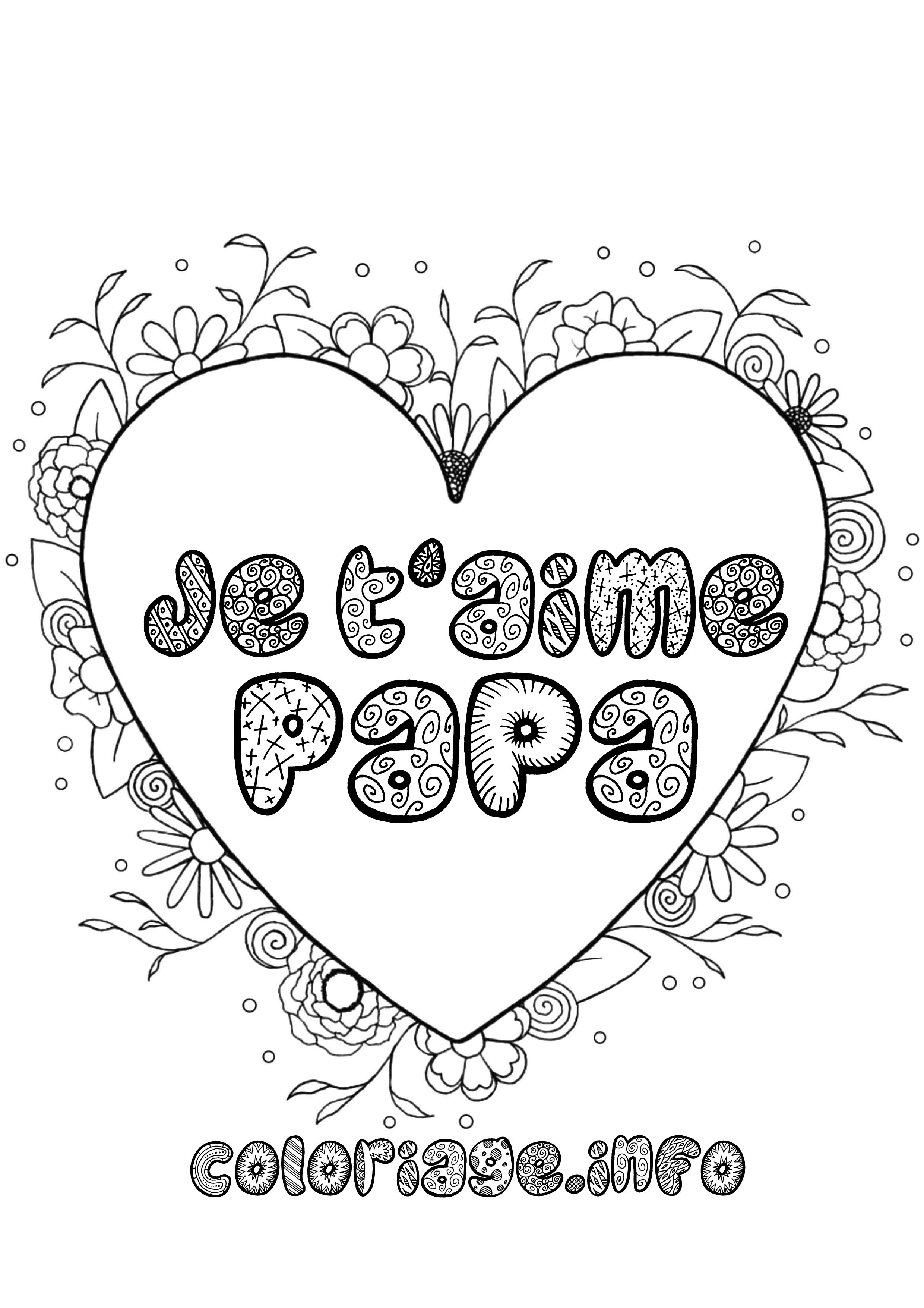 Coloriage Fête Des Pères Je Taime Papa - Fête des pères à imprimer