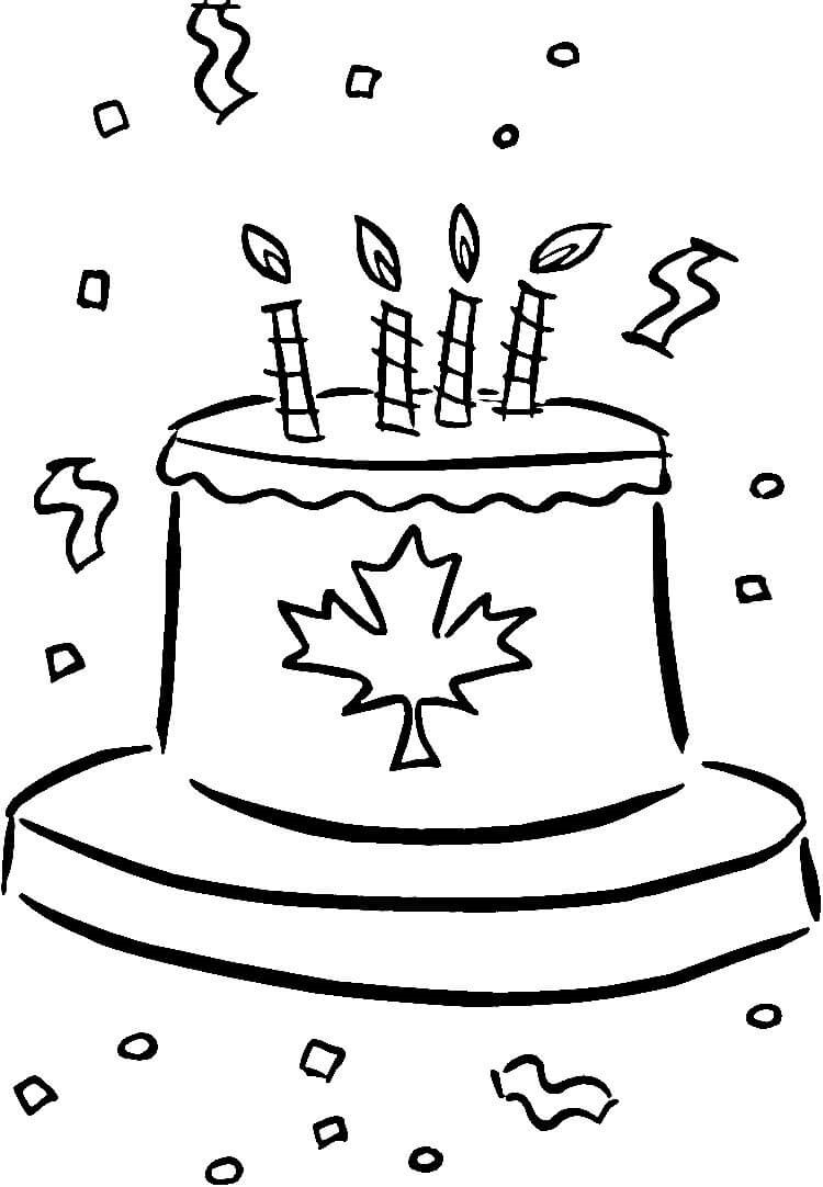 Coloriage Fête Du Canada Nationale Gâteau - Fête nationale à imprimer