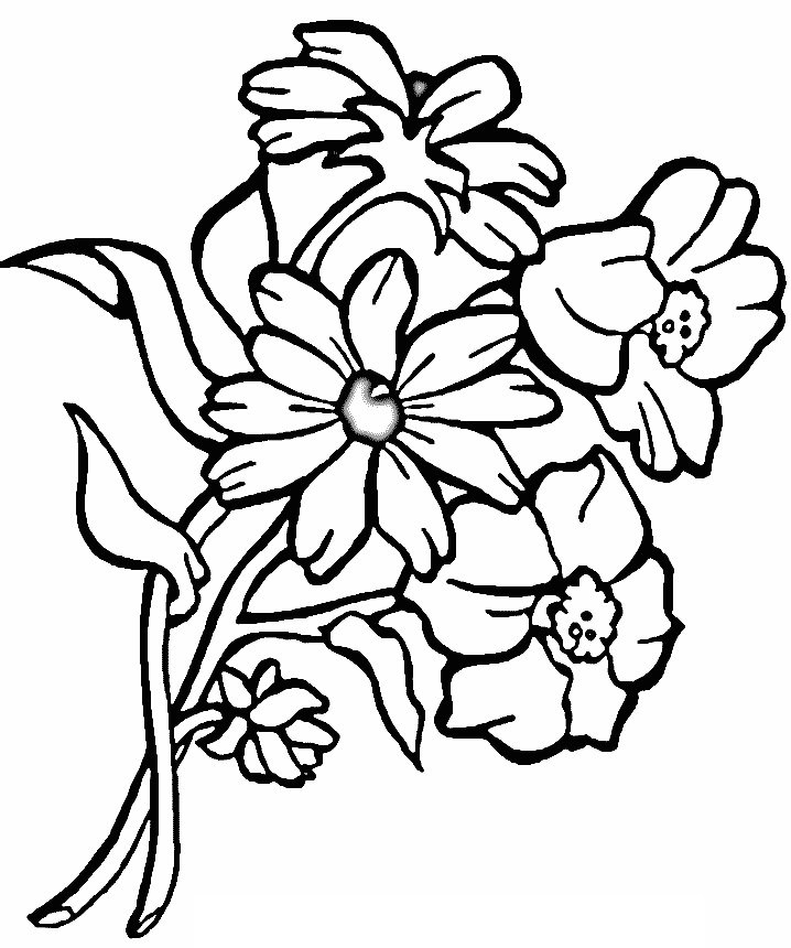 Coloriage Maman avec fleurs et cadeaux - Fête des mères à imprimer