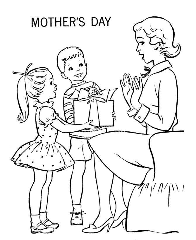 Coloriage Maman avec fleurs et cœurs tendres - Fête des mères à imprimer