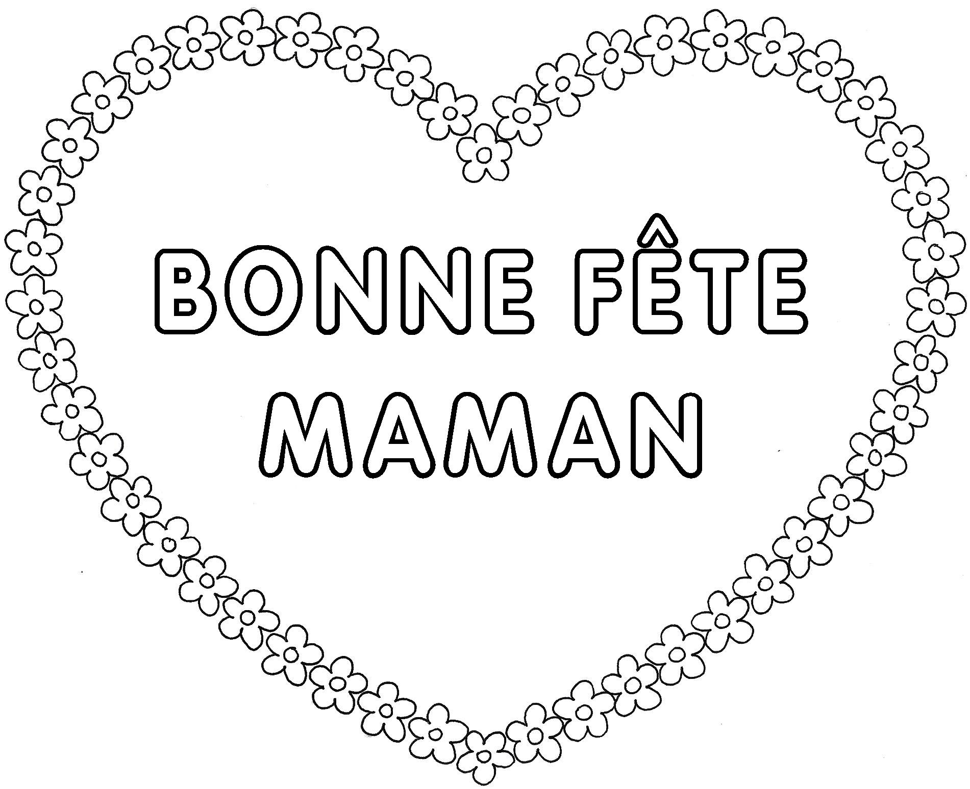 Coloriage Mère et enfant dans un jardin fleuri - Fête des mères à imprimer