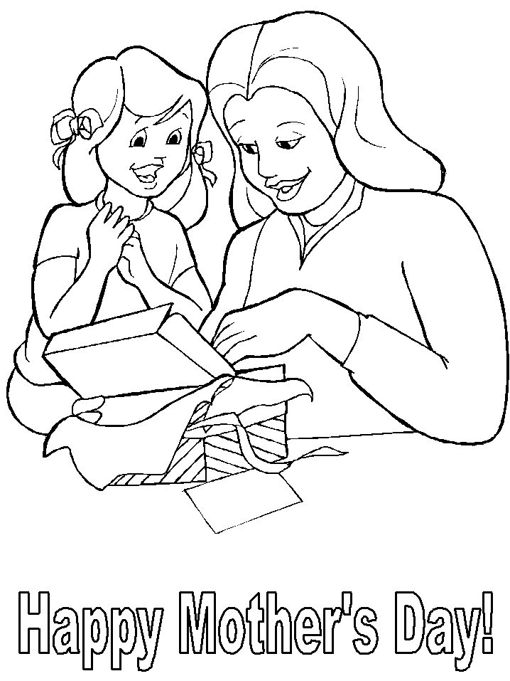 Coloriage Mère et enfant dans un jardin fleuri - Fête des mères à imprimer