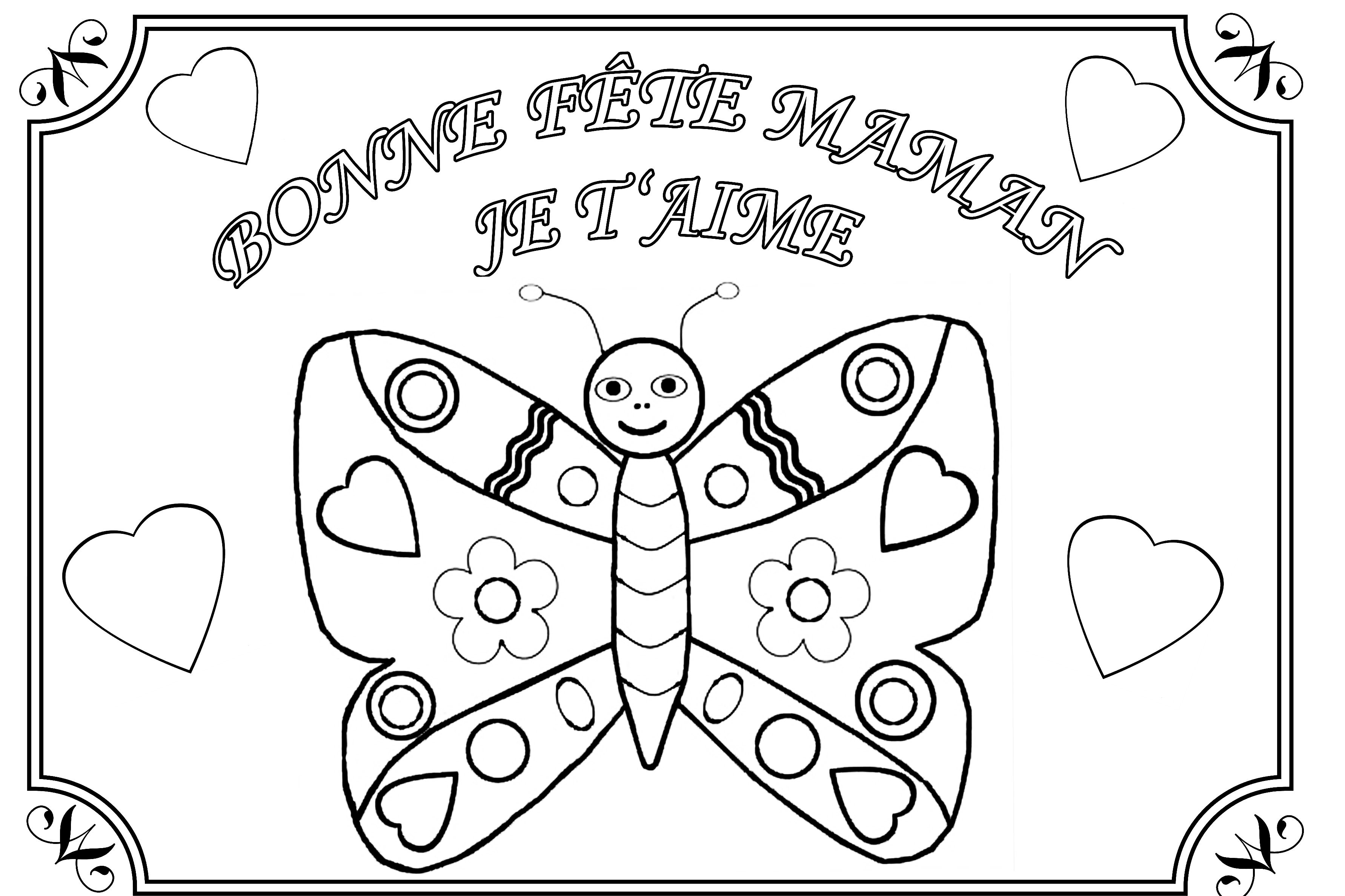 Coloriage Mère recevant un cadeau de ses enfants - Fête des mères à imprimer