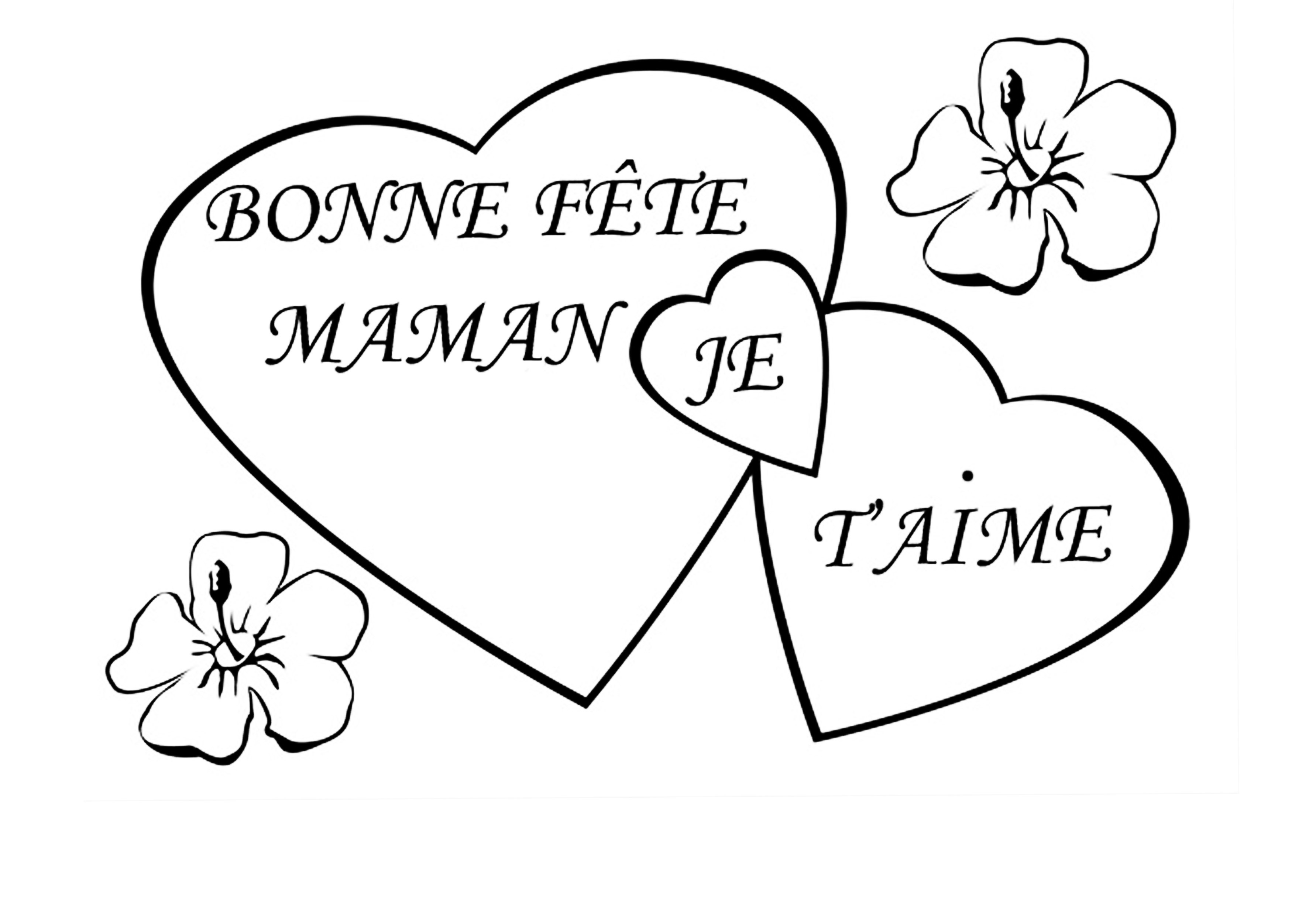 Coloriage Cœur fleuri pour maman avec papillons - Fête des mères à imprimer