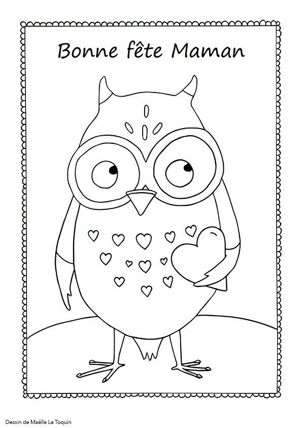 Coloriage Maman avec fleurs et cadeaux pour la fête - Fête des mères à imprimer