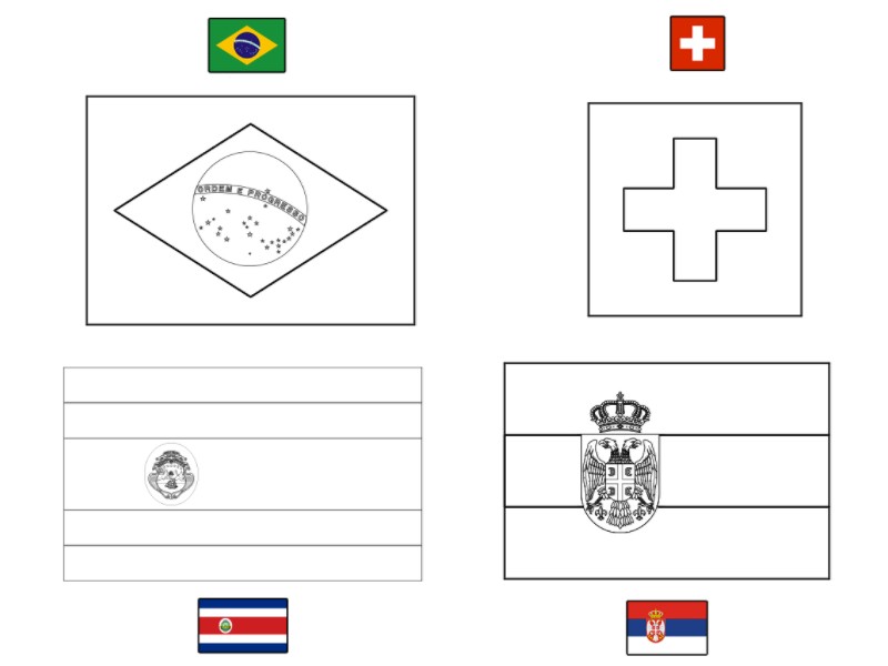 Coloriage Fifa Coupe Du Monde 2018 Groupe E Bresil Suisse Costarica Serbie - Foot à imprimer