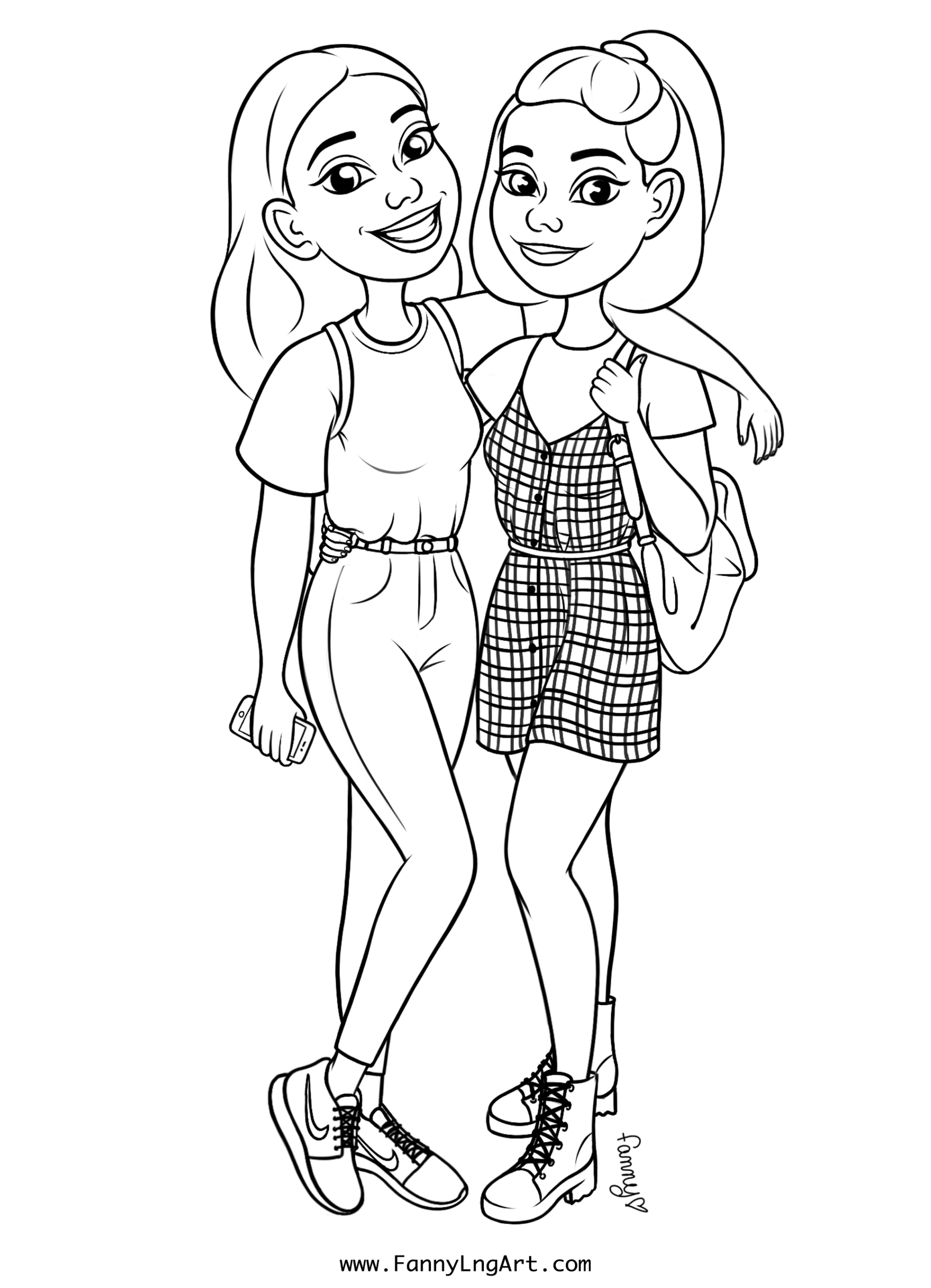 Coloriage Fille Ado Et Sa Meilleure Amie - Fille ado à imprimer
