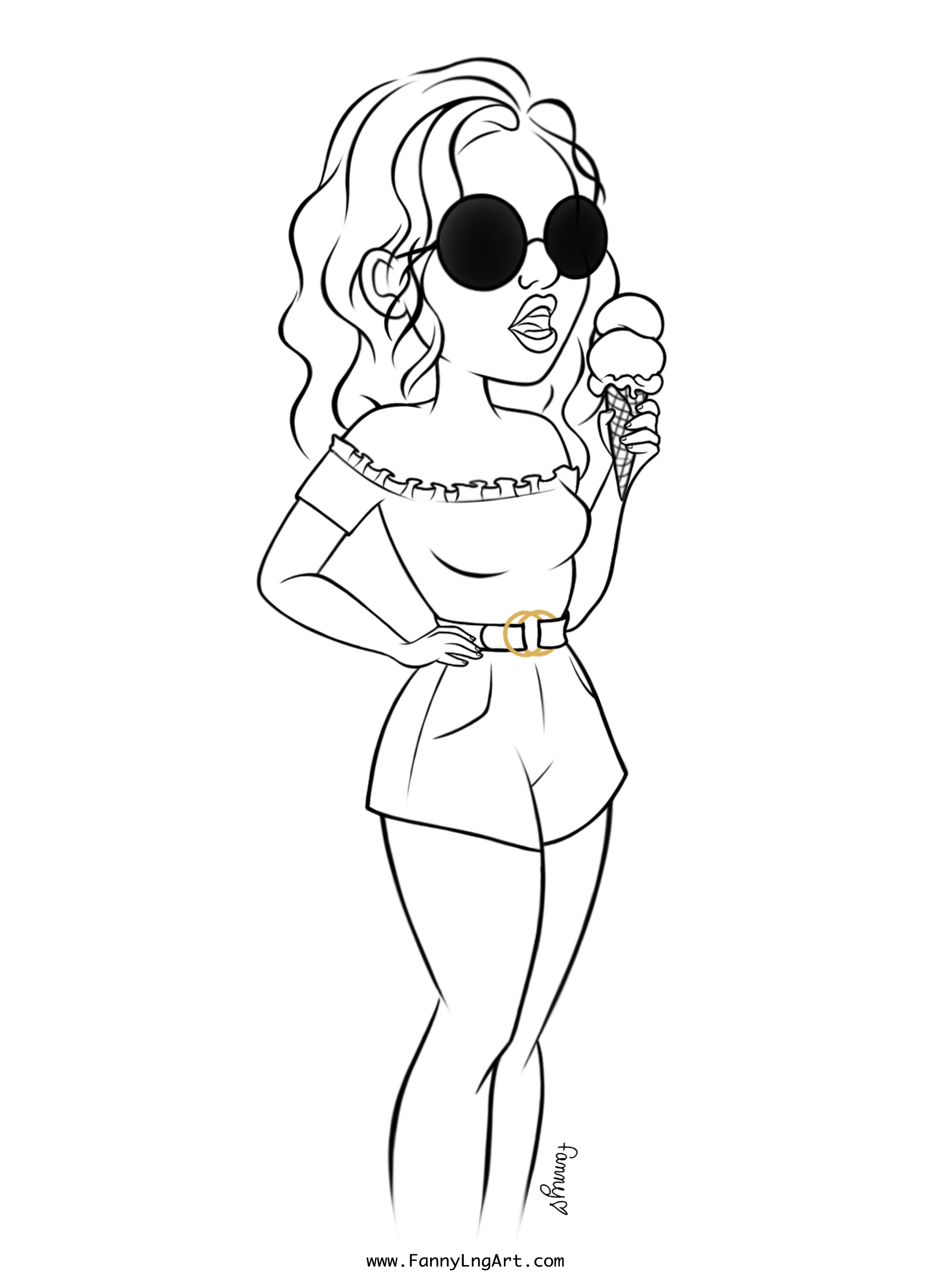 Coloriage Fille Ado Fanny Deguste Une Crème Glace - Fille ado à imprimer