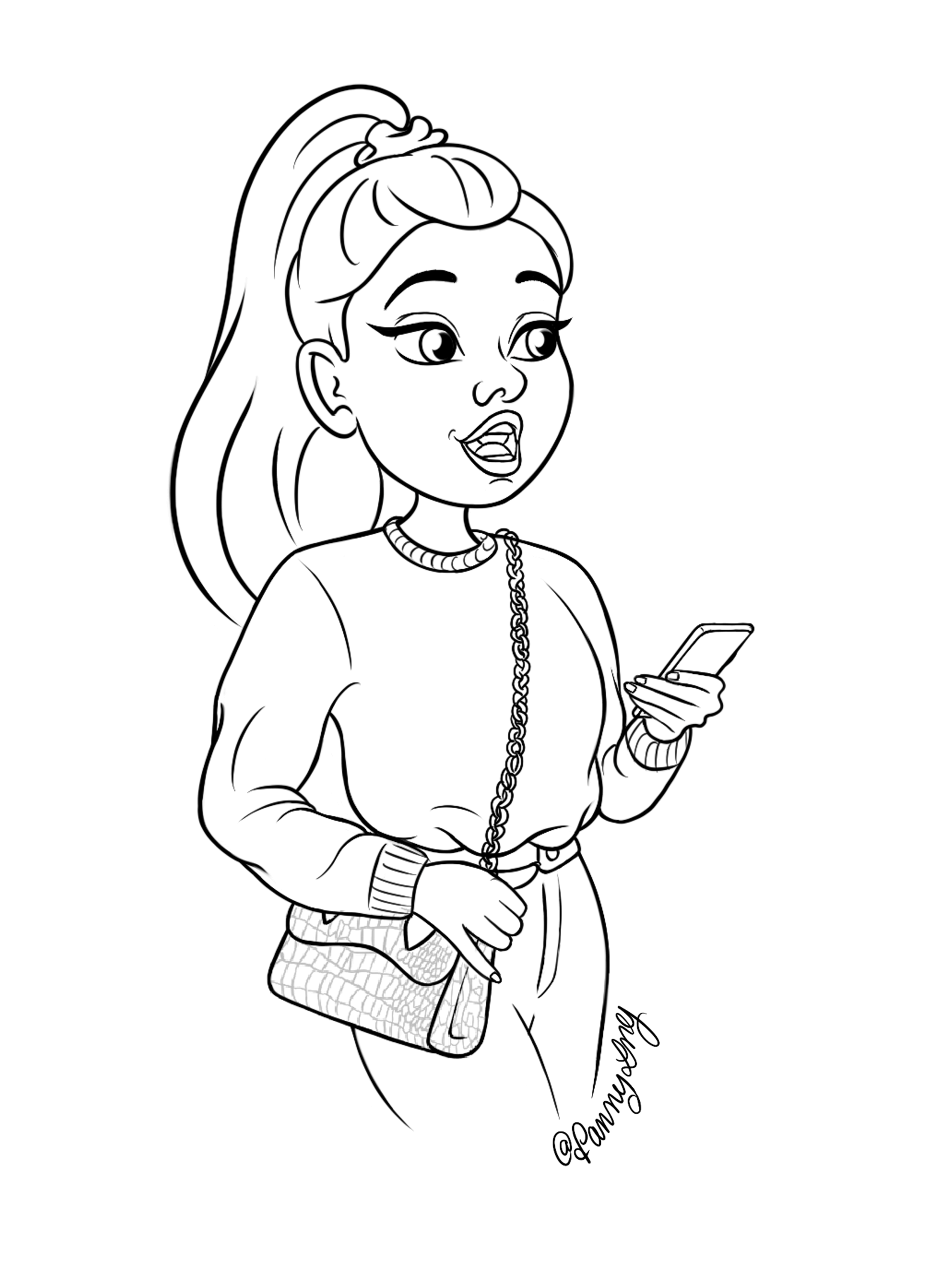 Coloriage Fille Ado Swag Cool Mode - Fille ado à imprimer