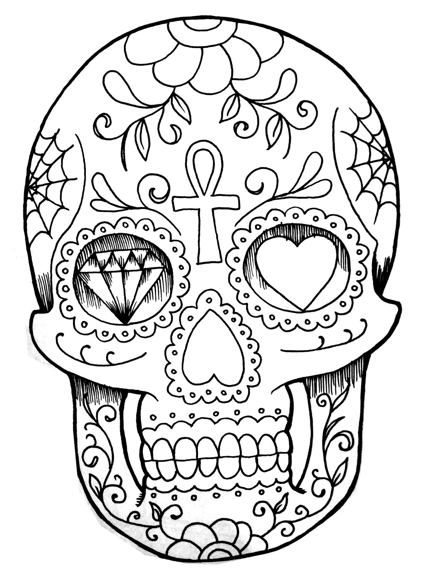 Coloriage Fille Ado Tatoo Crane - Fille ado à imprimer