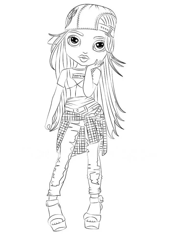 Coloriage Fille Au Look Sportif Et Urbain - Rainbow high à imprimer