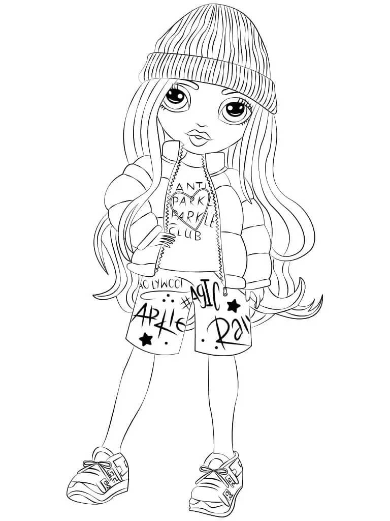 Coloriage Fille Avec Bonnet Et Veste A La Mode - Rainbow high à imprimer