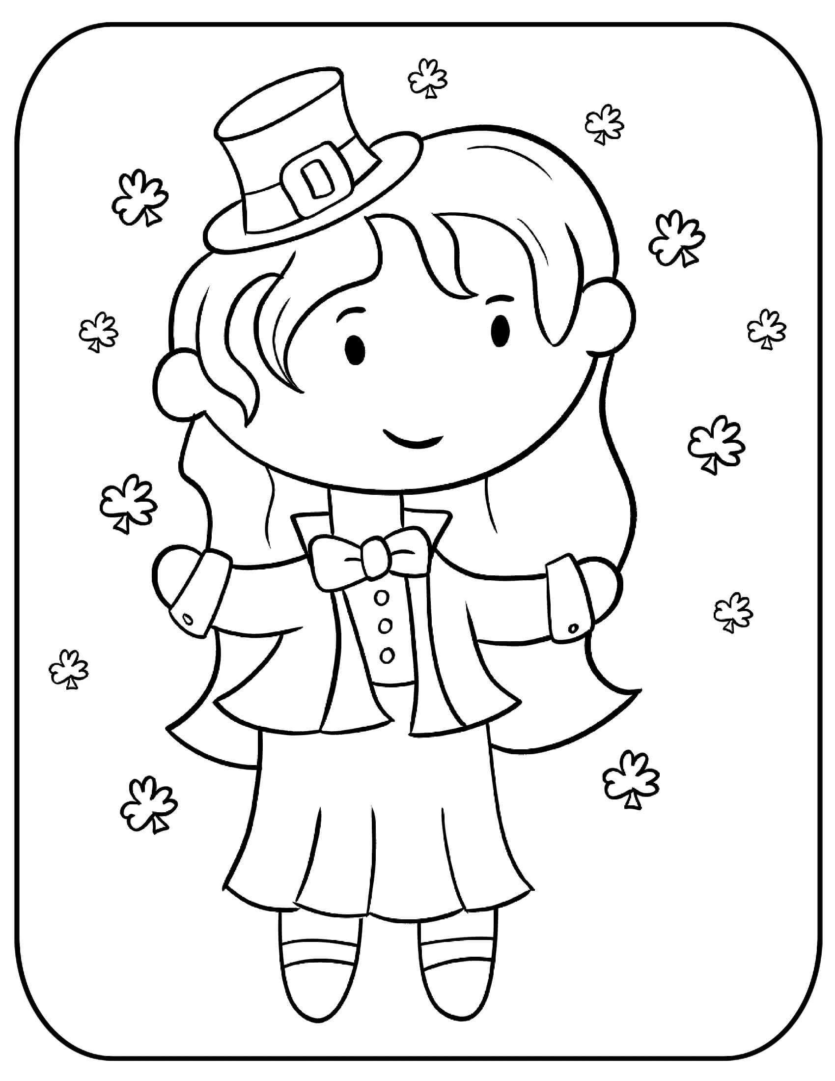 Coloriage Fille Célèbre La Saint Patrick - Saint Patrick à imprimer