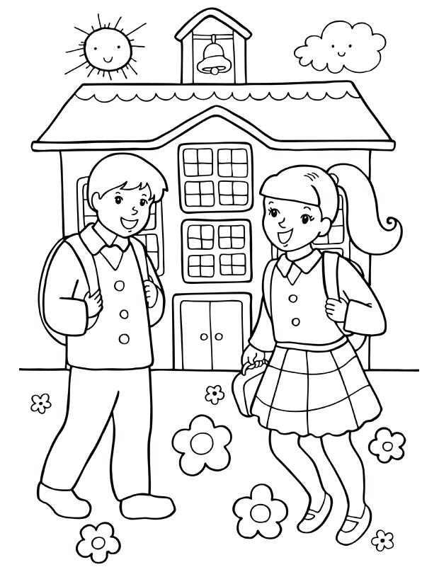 Coloriage Fille Et Garçon Rentrée Scolaire - École à imprimer