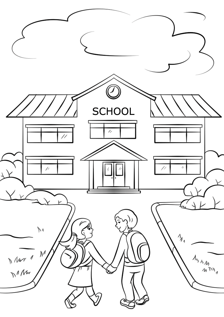 Coloriage Fille Et Garçon Retour Scolaire - Rentrée scolaire à imprimer