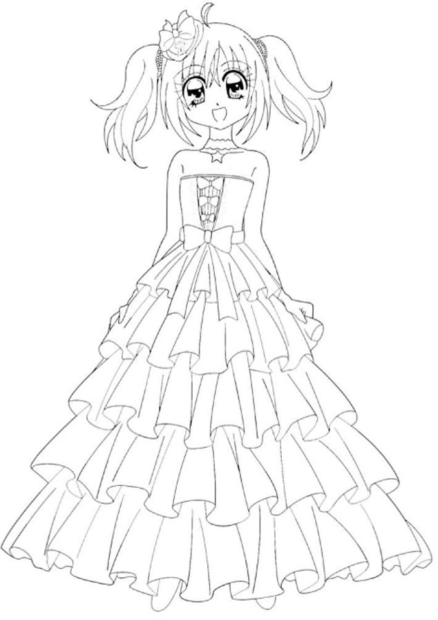 Coloriage Jeune fille manga aux cheveux longs - Manga à imprimer