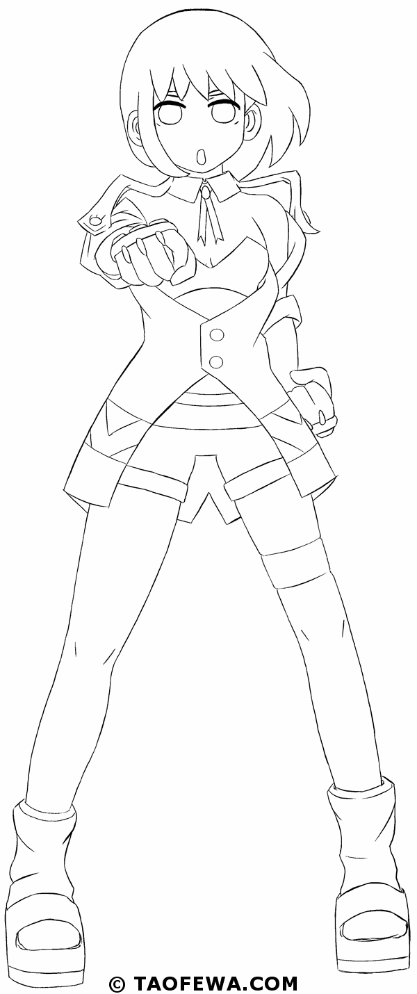 Coloriage Jeune fille manga aux grands yeux expressifs - Manga à imprimer