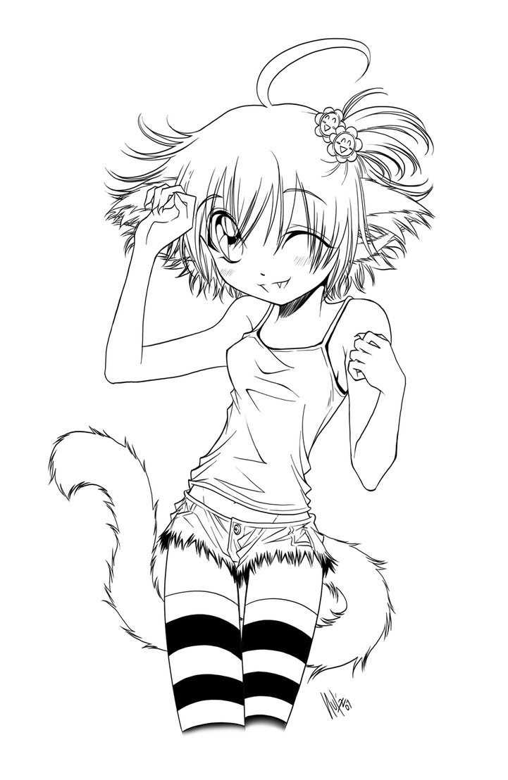 Coloriage Adolescente manga avec coiffure stylisée - Manga à imprimer