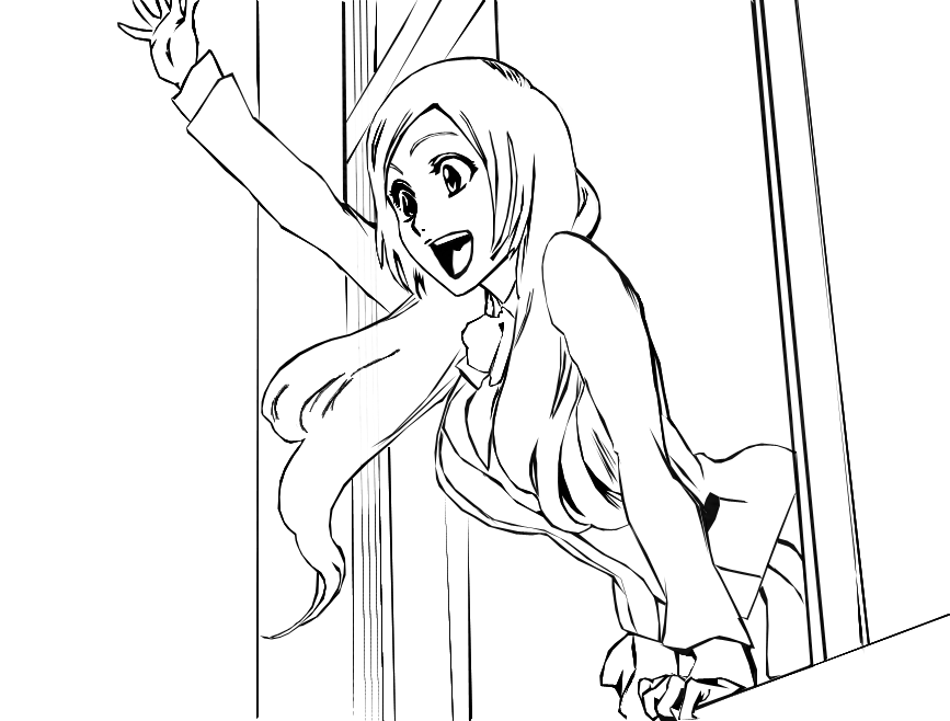 Coloriage Jeune héroïne manga aux cheveux longs - Manga à imprimer