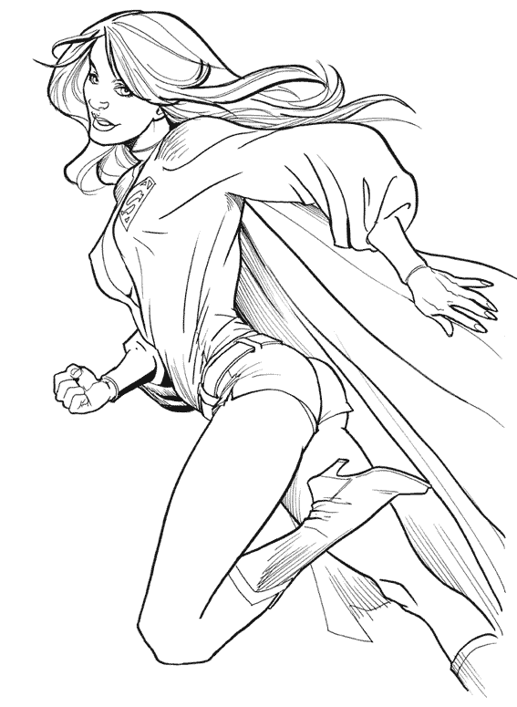 Coloriage Héroïne manga avec coiffure détaillée - Manga à imprimer