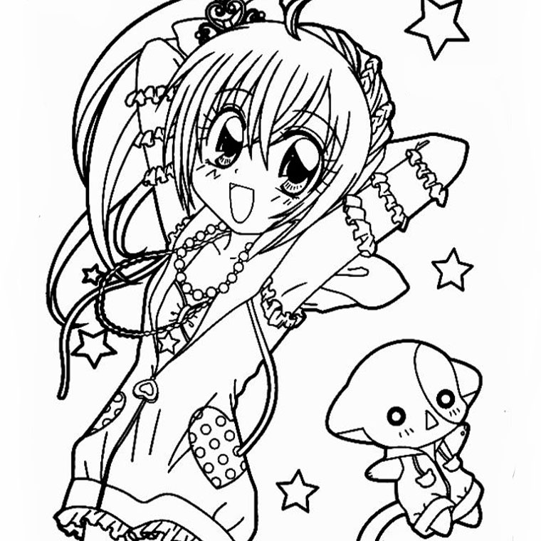 Coloriage Fille Manga 3 - Manga à imprimer