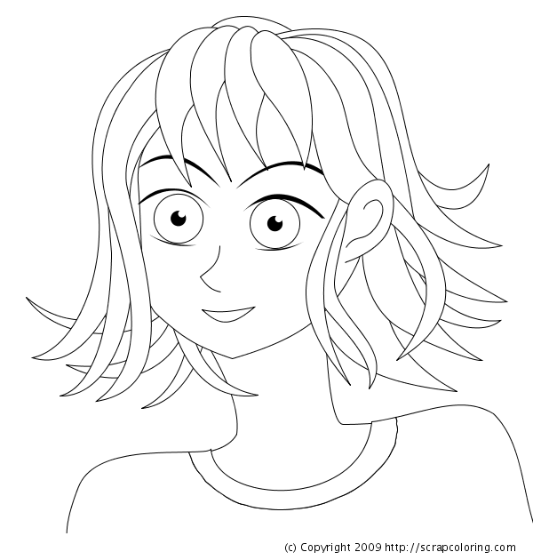 Coloriage Personnage féminin manga style shojo élégant - Manga à imprimer
