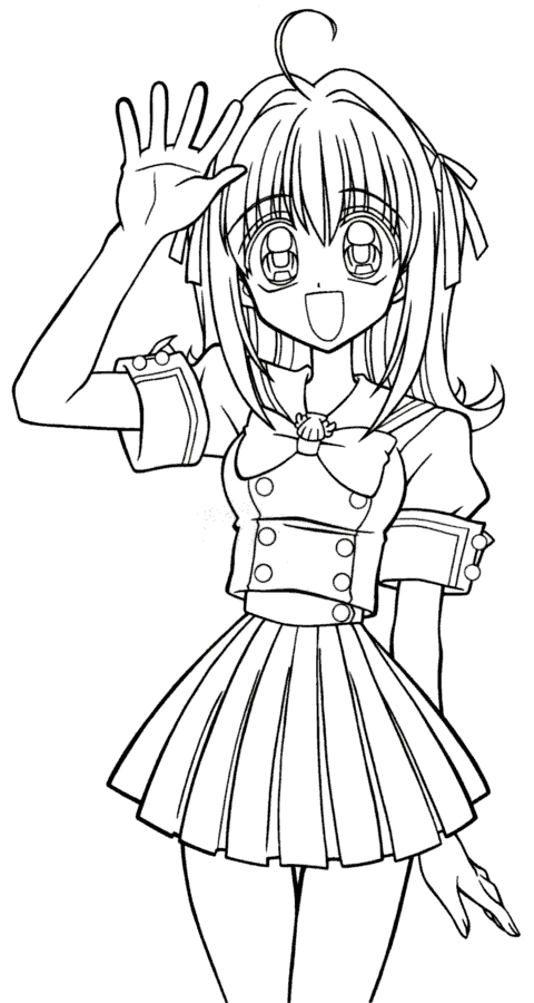 Coloriage Héroïne manga avec coiffure stylisée - Manga à imprimer