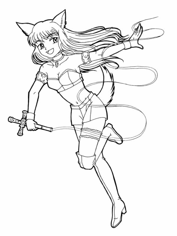 Coloriage Fille manga en uniforme scolaire - Manga à imprimer
