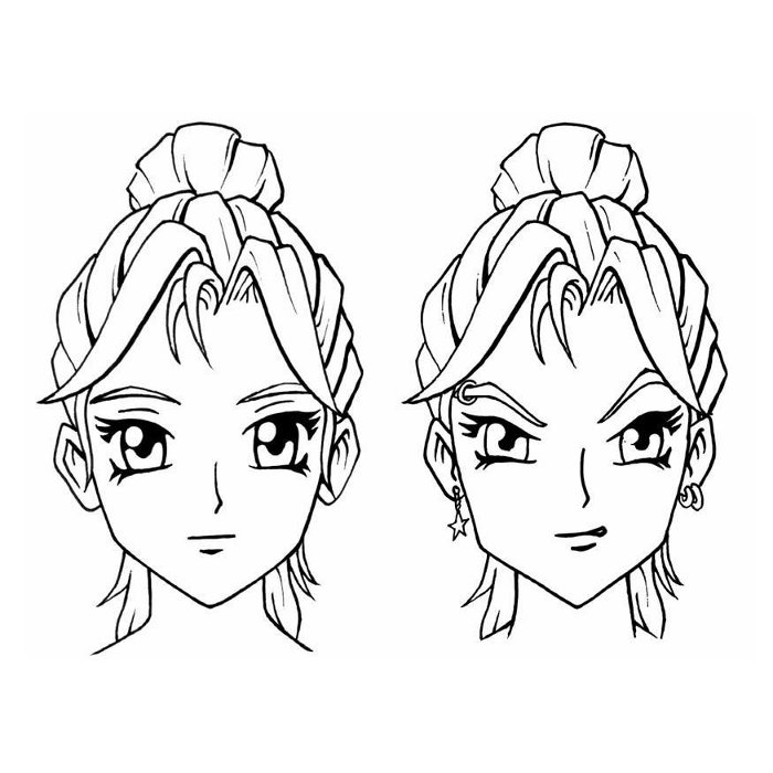 Coloriage Fille manga expressif au regard intense - Manga à imprimer
