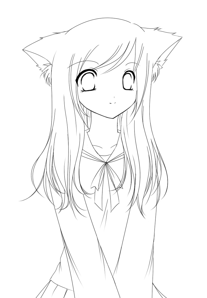 Coloriage Personnage manga féminin style shoujo - Manga à imprimer
