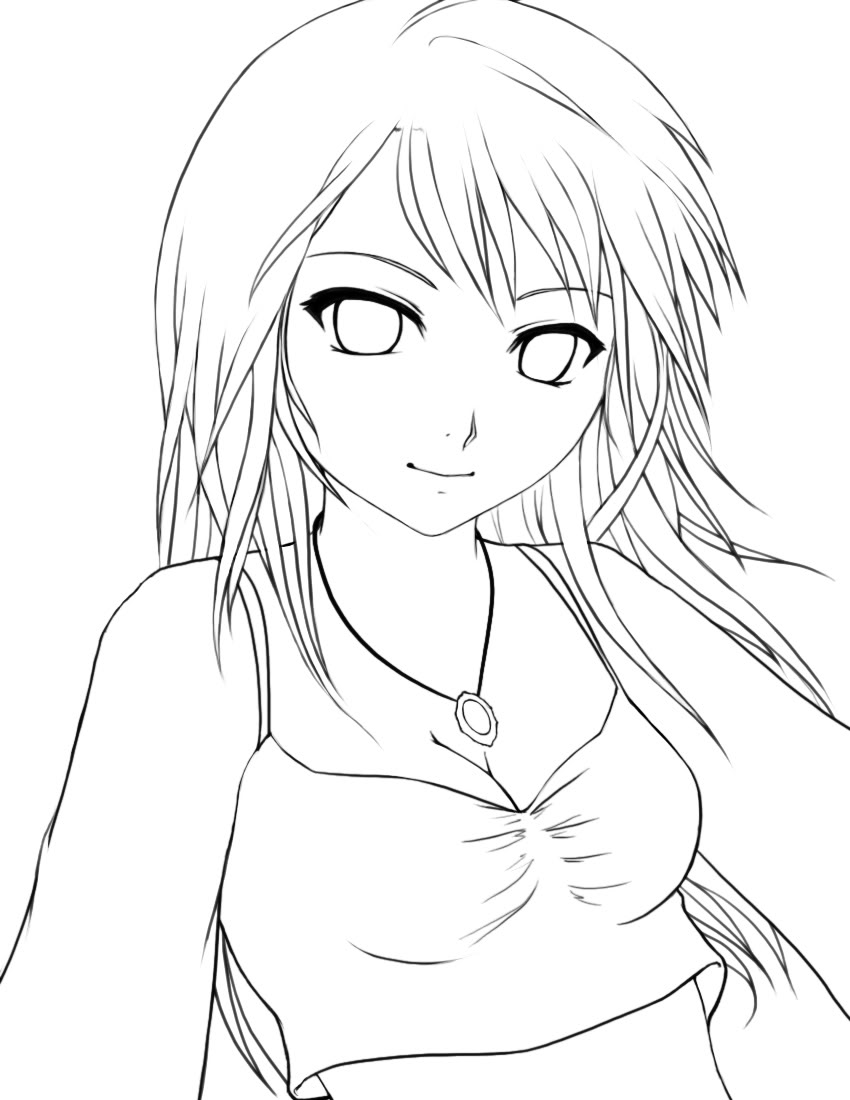 Coloriage Jeune héroïne Manga aux yeux expressifs - Manga à imprimer