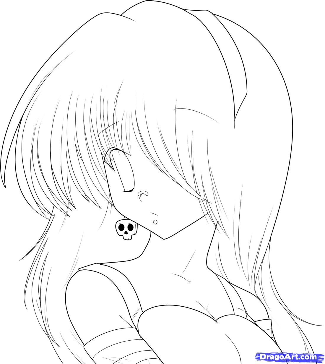 Coloriage Personnage Manga féminin aux traits délicats - Manga à imprimer