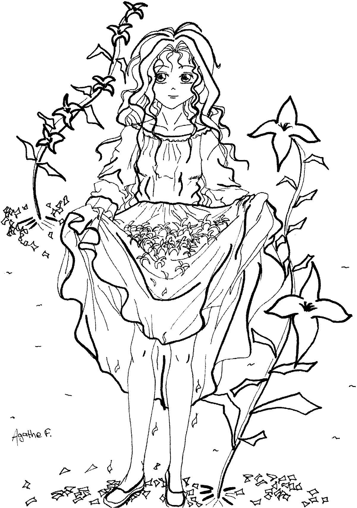 Coloriage Fille Manga 6 - Manga à imprimer