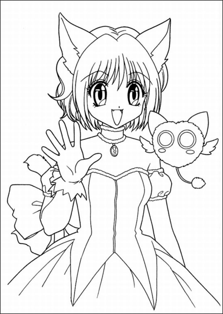 Coloriage Jeune fille manga aux grands yeux expressifs - Manga à imprimer