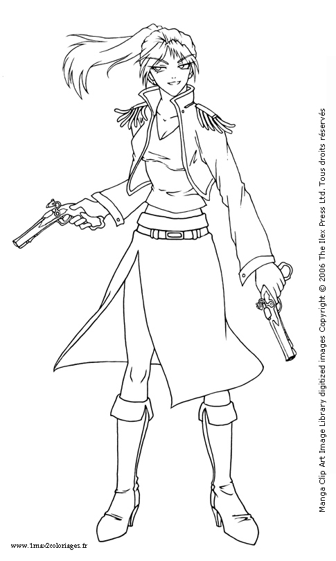 Coloriage Jeune héroïne manga aux yeux expressifs - Manga à imprimer
