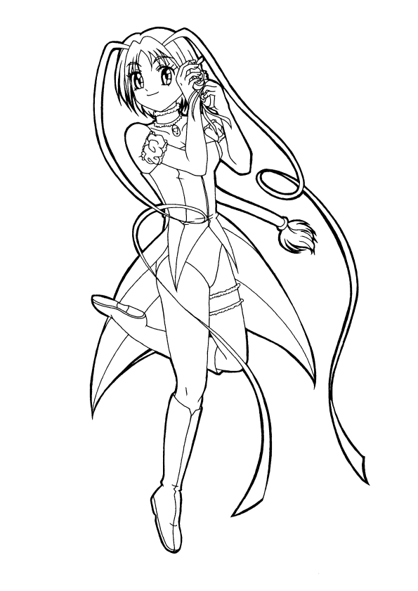 Coloriage Fille manga souriante aux cheveux longs - Manga à imprimer