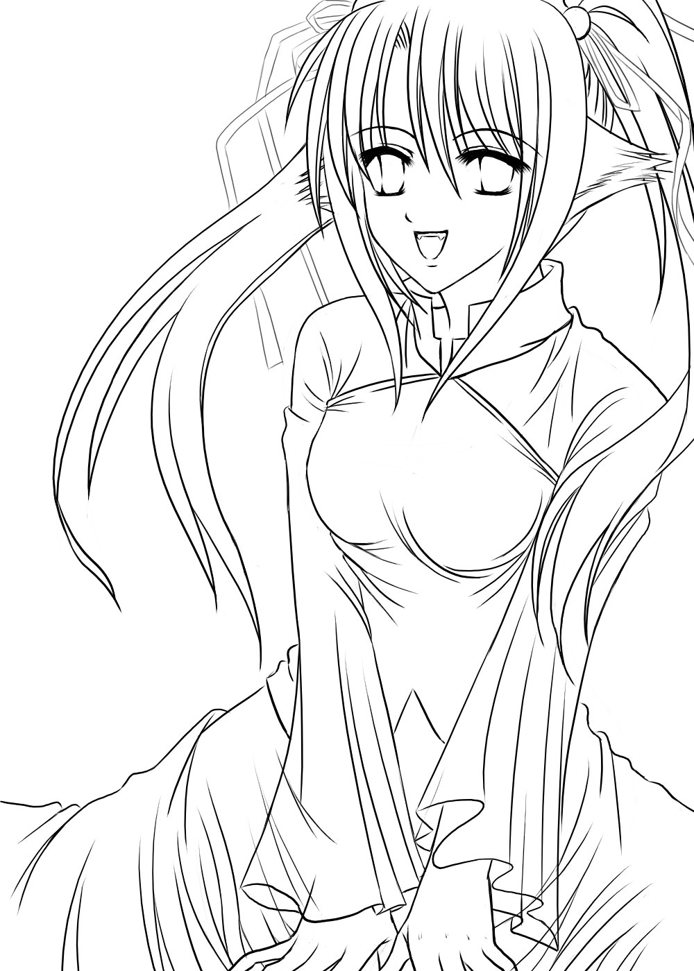 Coloriage Demoiselle manga avec uniforme scolaire - Manga à imprimer