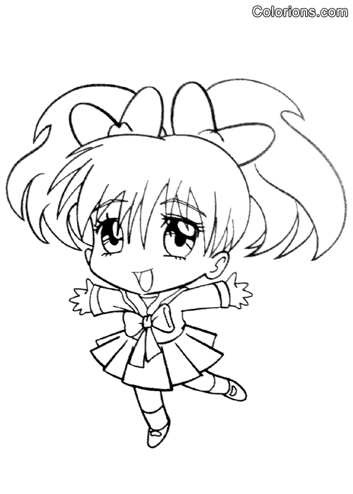 Coloriage Héroïne Manga avec Coiffure Fantaisiste - Manga à imprimer