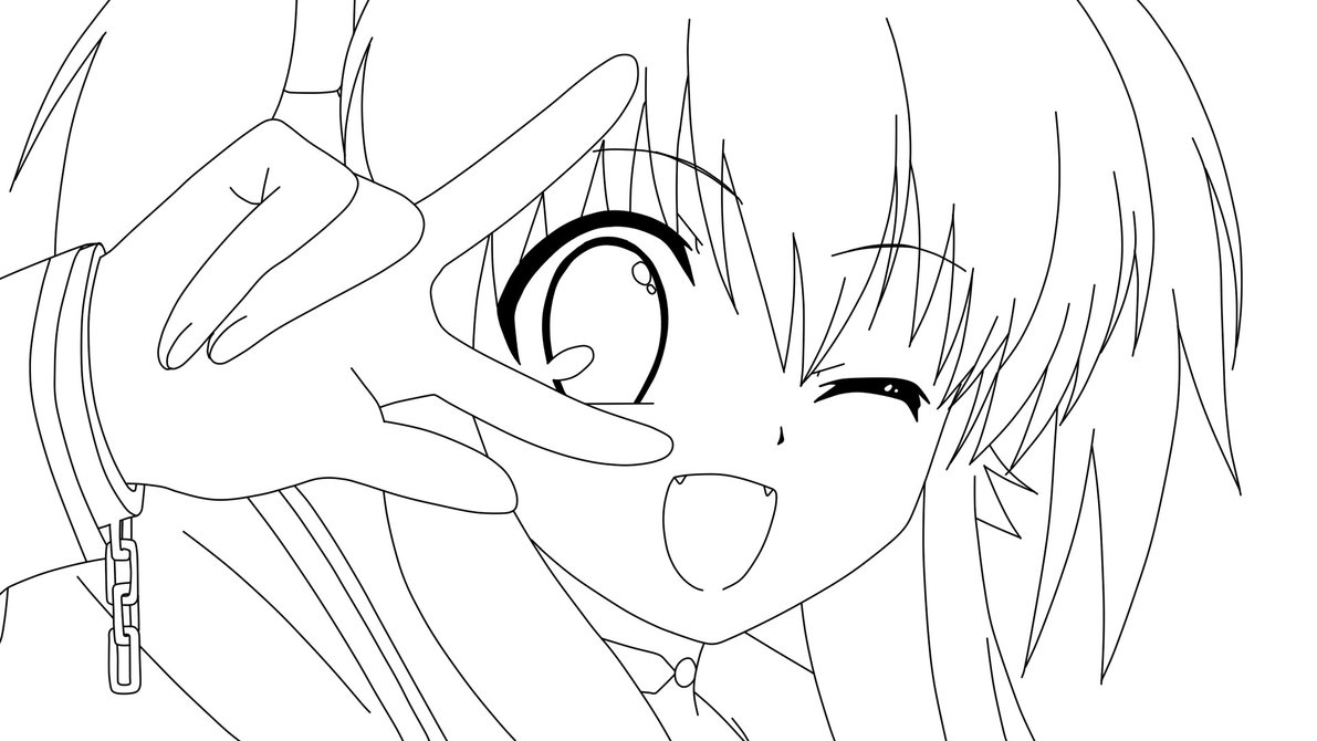 Coloriage Héroïne manga avec expression douce - Manga à imprimer