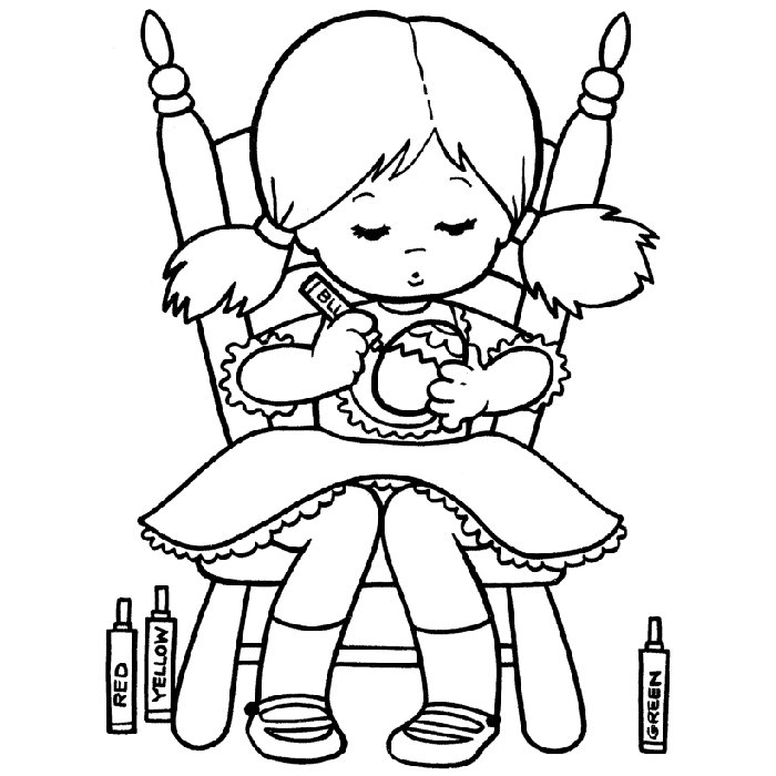 Coloriage Fille Pâques - Fille à imprimer