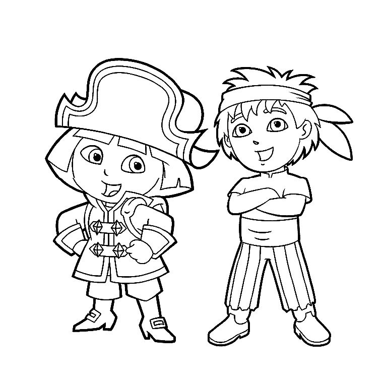Coloriage Fille Pirate - Fille à imprimer