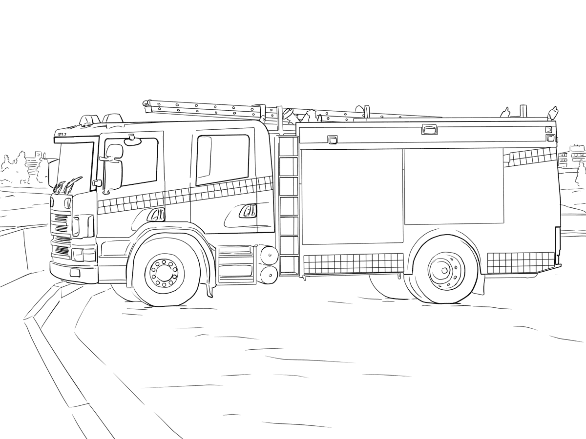Coloriage Fire Camion Scania - Camion à imprimer