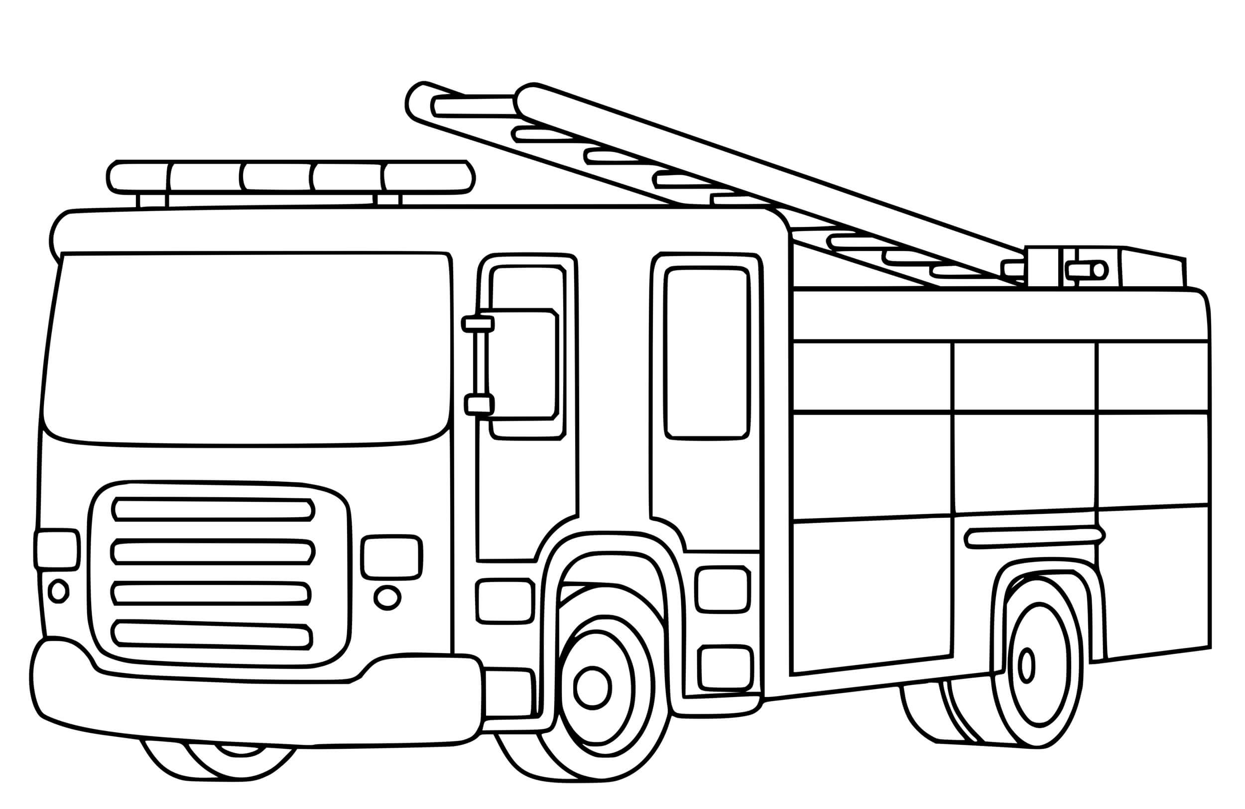 Coloriage Fire Truck Pour Enfants - Pompier à imprimer