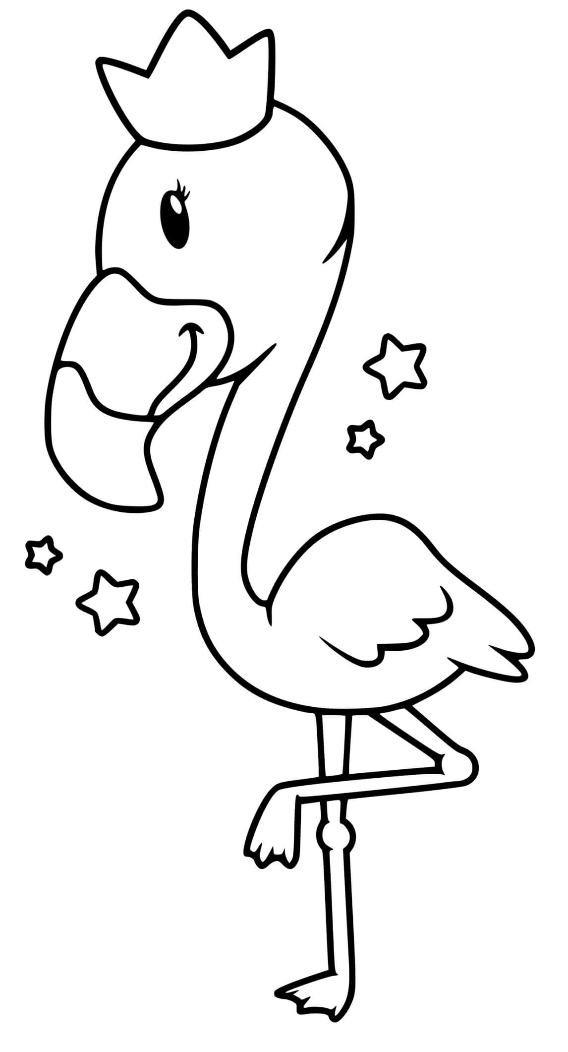Coloriage Flamant Rose Avec Une Couronne - Flamant rose à imprimer