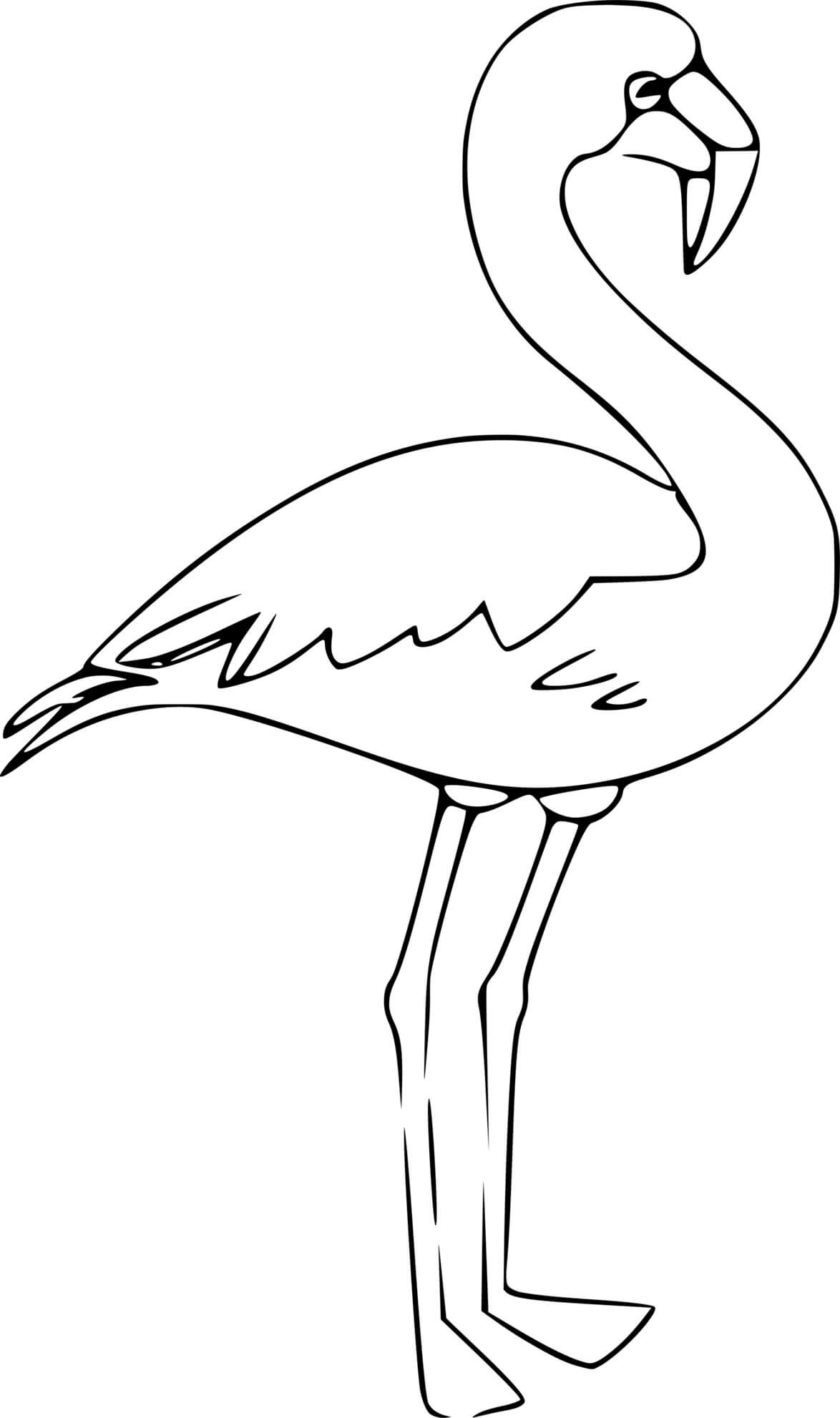 Coloriage Flamant Rose Debout - Flamant rose à imprimer