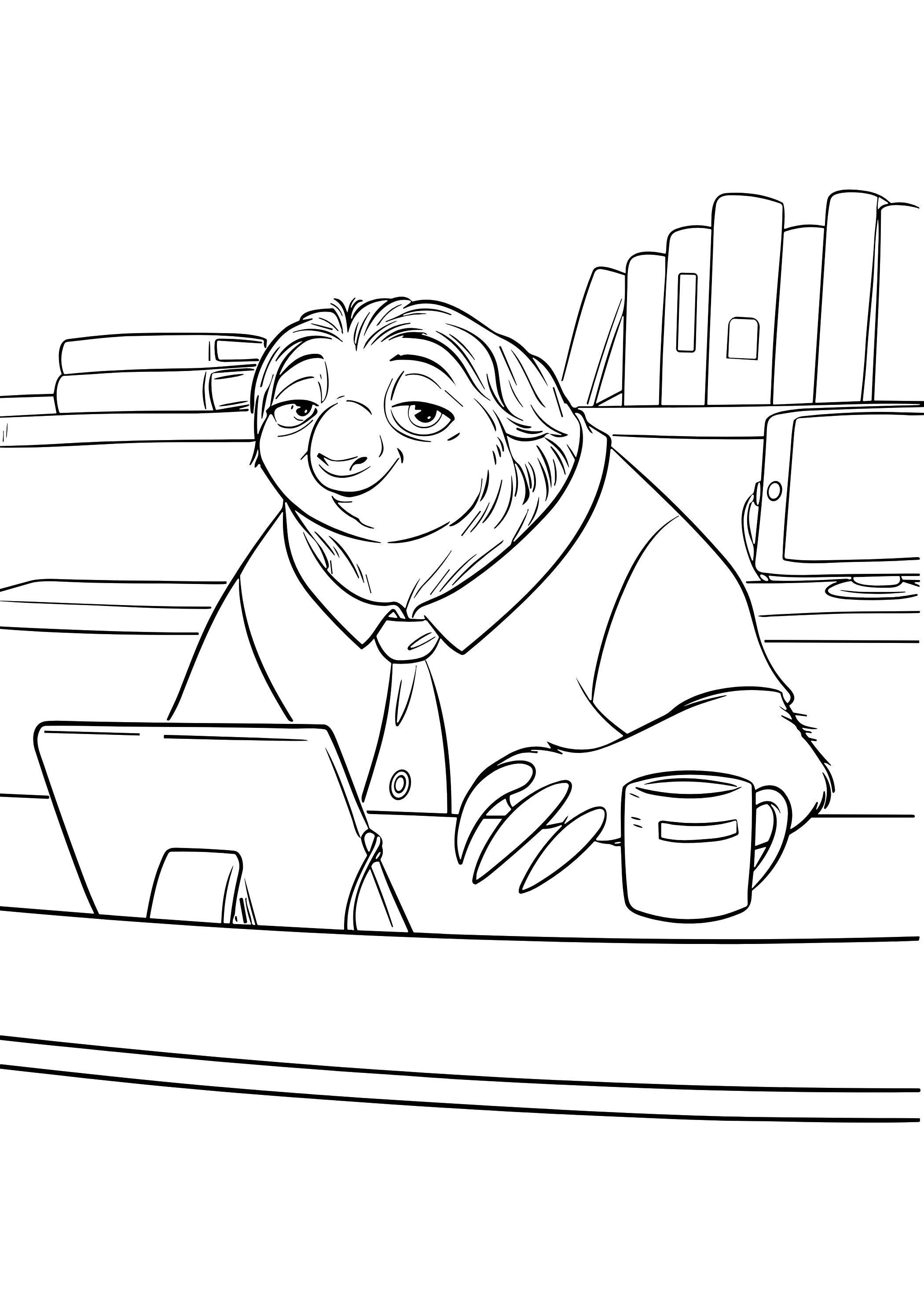 Coloriage Flash Au Travail Zootopie - Zootopie à imprimer