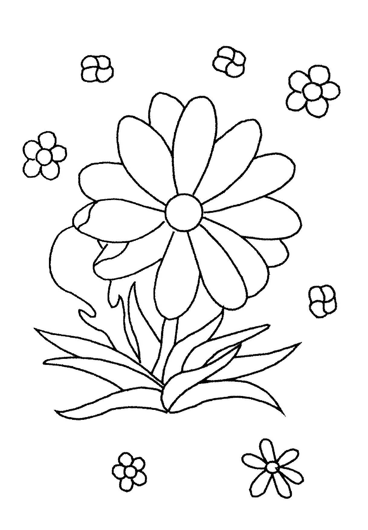Coloriage Fleur Simple pour Maternelle - Fleurs à imprimer